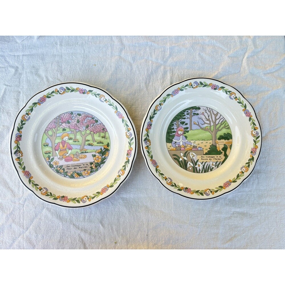 Two Gien France Trois Saisons Salad Plate MARIE PIERRE BOITARD Floral